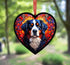 Bernese Mountain Dog Stained Glass Effect Heart Suncatcher